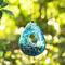 Glitzhome® 6.75" Blue Dots Glass Water Drop Hanging Bird Feeder